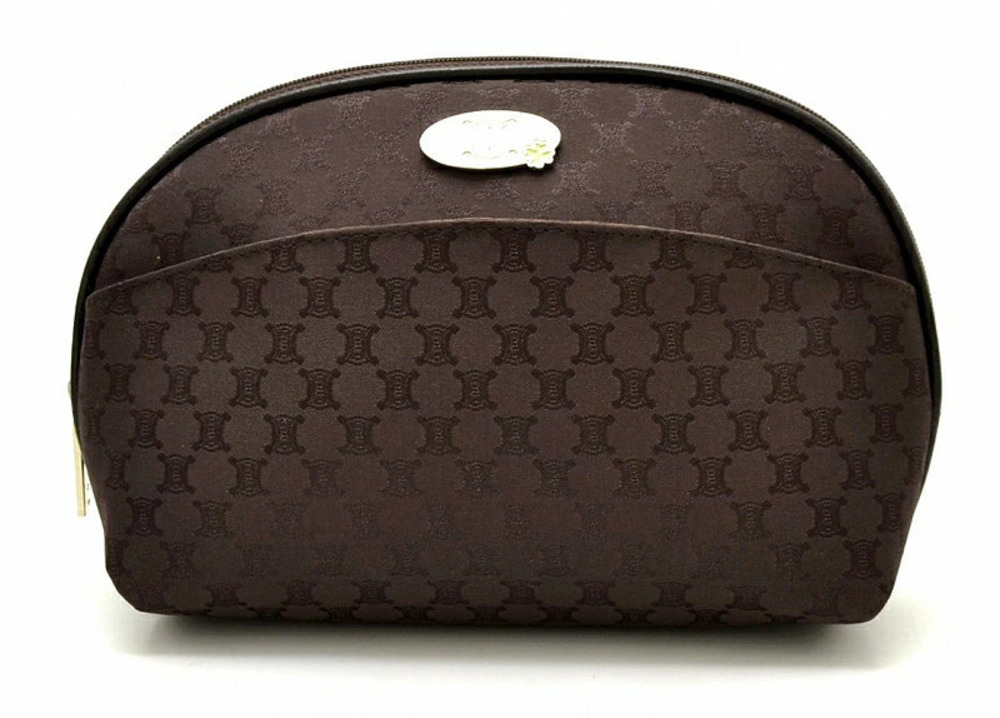 Celine Macadam Canvas Pouch Clutch Brown Dark